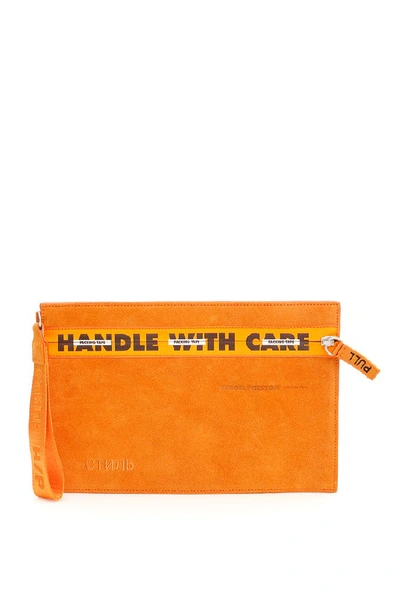 Shop Heron Preston Handle With Care Clutch Bag In Orange