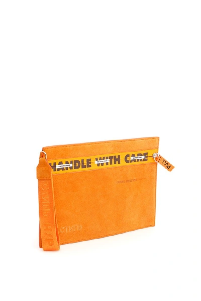 Shop Heron Preston Handle With Care Clutch Bag In Orange