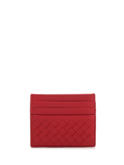 Shop Bottega Veneta Intrecciato Cardholder In Red