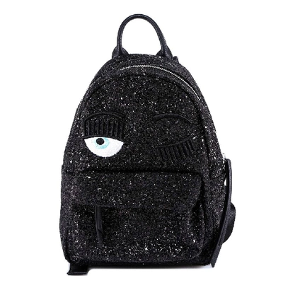 Shop Chiara Ferragni Wink Glitter Backpack In Black