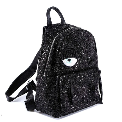 Shop Chiara Ferragni Wink Glitter Backpack In Black