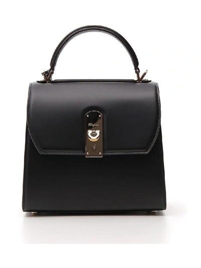 Shop Ferragamo Salvatore  Boxyz Shoulder Bag In Black