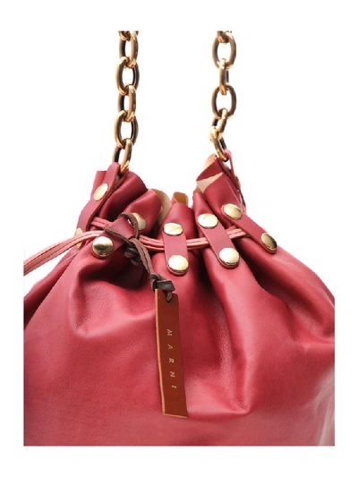 Shop Marni Bindle Bucket Bag In Pink