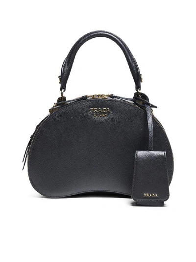 Shop Prada Odette Saffiano Shoulder Bag In Black