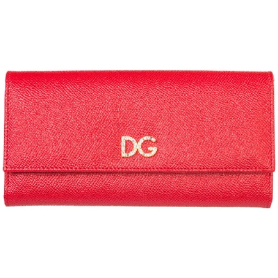 Shop Dolce & Gabbana Logo Foldover Wallet In Red