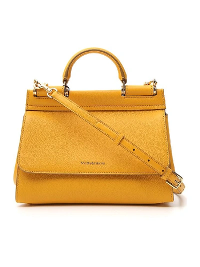 Shop Dolce & Gabbana Small Soft Sicily Shoulder Bag In Yellow
