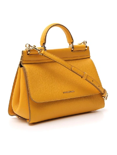 Shop Dolce & Gabbana Small Soft Sicily Shoulder Bag In Yellow