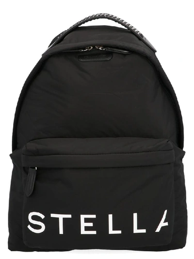 Shop Stella Mccartney Logo Printed Backpack In Black