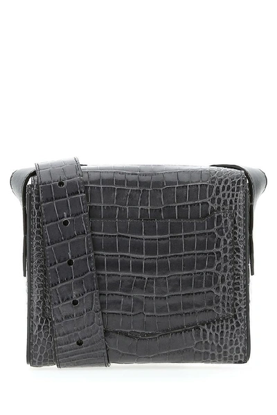 Shop Givenchy Eden Small Croc Effect Shoulder Bag In Grey