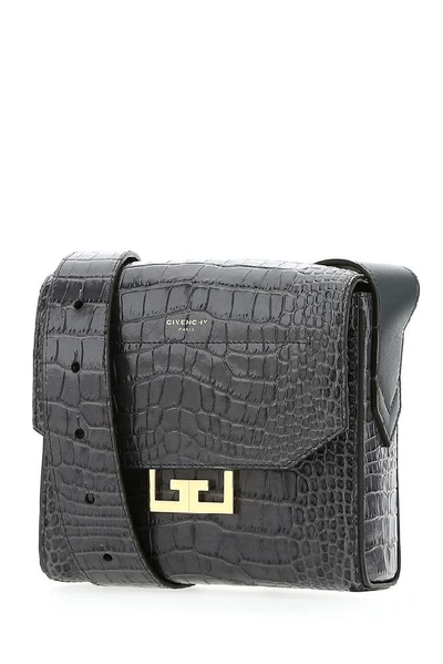 Shop Givenchy Eden Small Croc Effect Shoulder Bag In Grey