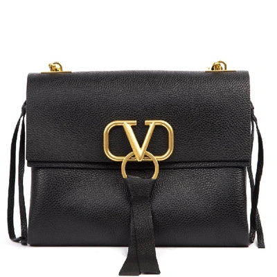 Shop Valentino Garavani Vring Logo Embossed Shoulder Bag In Black