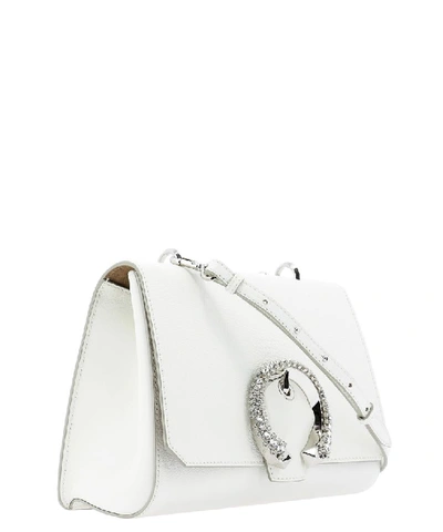 Shop Jimmy Choo Madeline Crystal Buckle Tote Bag In White