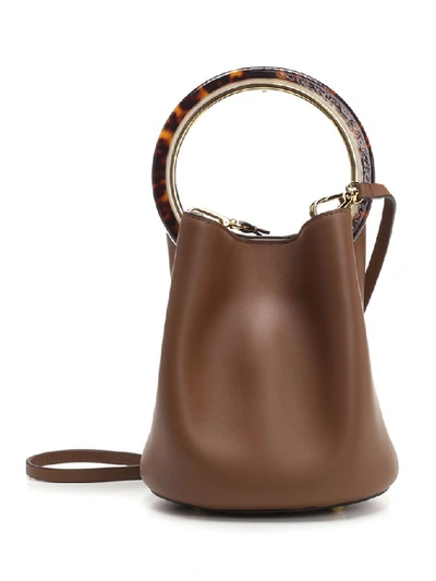 Shop Marni Pannier Handle Bucket Bag In Brown
