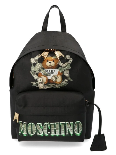 Shop Moschino Teddy Dollar Backpack In Black