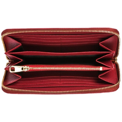 Shop Dolce & Gabbana Logo Plaque Zip Wallet In Red