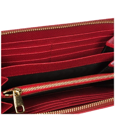 Shop Dolce & Gabbana Logo Plaque Zip Wallet In Red