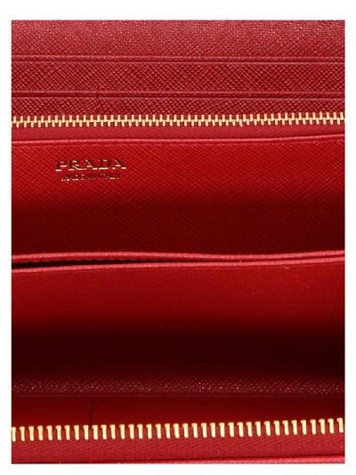 Shop Prada Logo Continental Wallet In Red