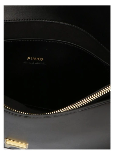 Shop Pinko Abbraccio Love Bird Detail Plaque Shoulder Bag In Black