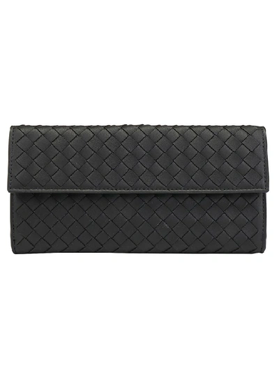 Shop Bottega Veneta Woven French Wallet In Black