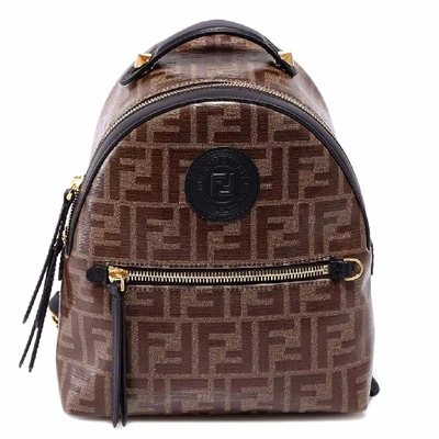 Shop Fendi Monogram Print Backpack In Brown