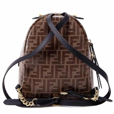 Shop Fendi Monogram Print Backpack In Brown