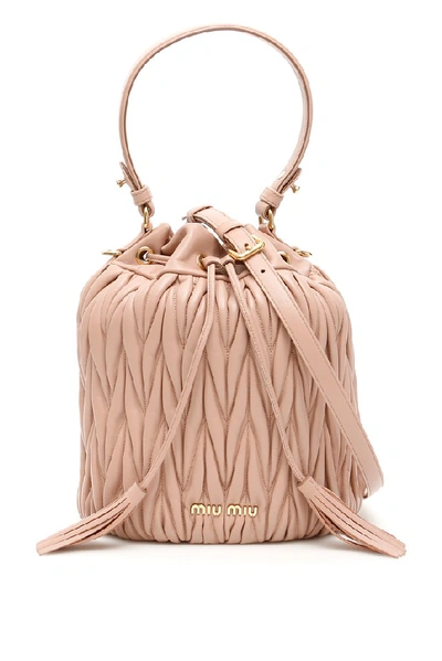 Shop Miu Miu Matelassé Bucket Bag In Pink