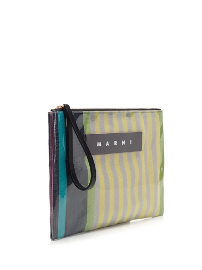 Shop Marni Striped Clutch Bag In Multi