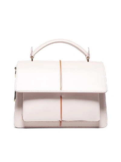 Shop Marni Contrast Stripe Foldover Tote Bag In White