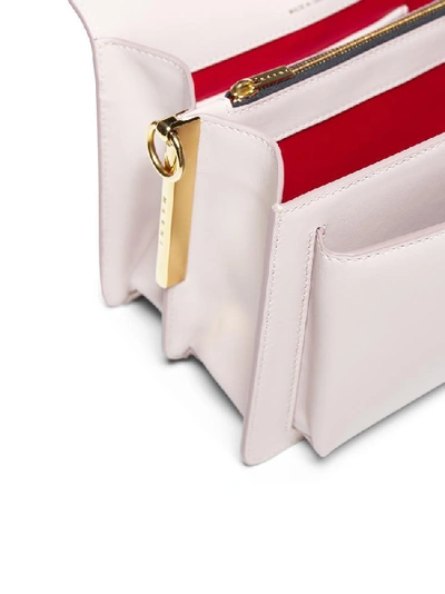 Shop Marni Contrast Stripe Foldover Tote Bag In White
