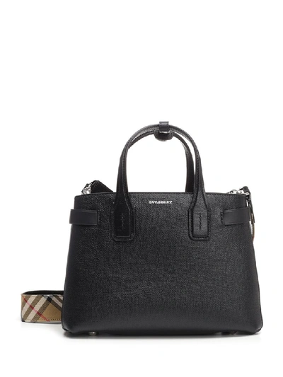 Shop Burberry Small The Banner Tote Bag In Black