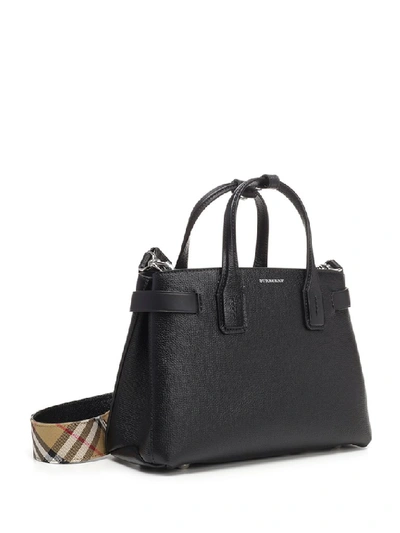 Shop Burberry Small The Banner Tote Bag In Black