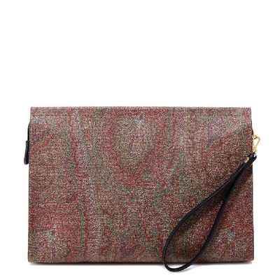 Shop Etro Studded Paisley Print Clutch Bag In Multi