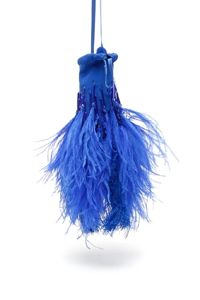 Shop Attico The  Feather Embellished Tote Bag In Blue