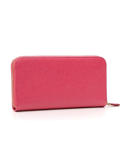 Shop Prada Continental Logo Zip Around Wallet In Pink