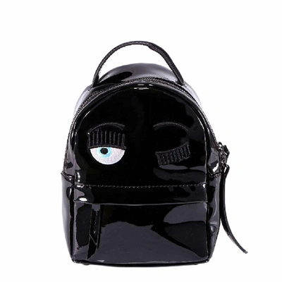 Shop Chiara Ferragni Mini Embroidered Eye Motif Vinyl Backpack In Black