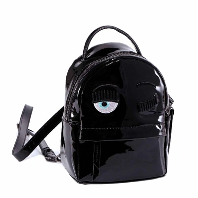 Shop Chiara Ferragni Mini Embroidered Eye Motif Vinyl Backpack In Black