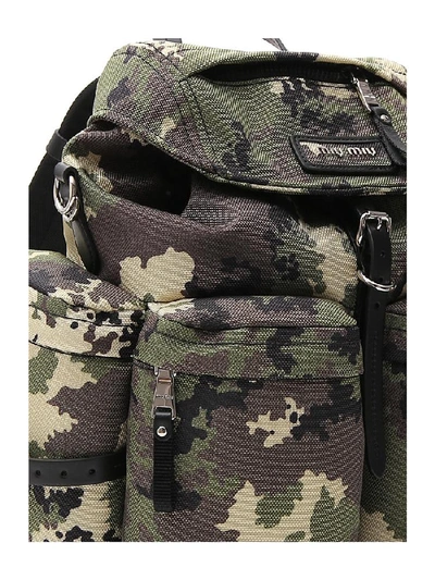 Shop Miu Miu Cordura Camouflage Drawstring Backpack In Multi