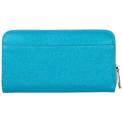 Shop Dolce & Gabbana Logo Plaque Zip Wallet In Blue