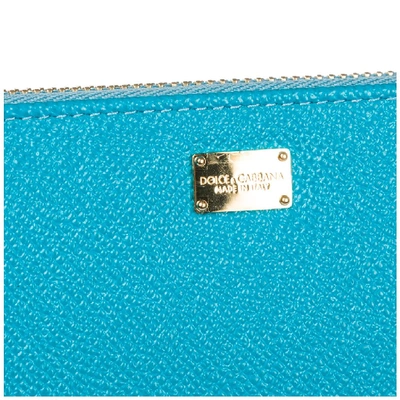 Shop Dolce & Gabbana Logo Plaque Zip Wallet In Blue