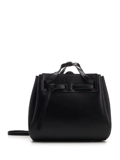 Shop Loewe Mini Lazo Knot Detail Logo Embossed Tote Bag In Black