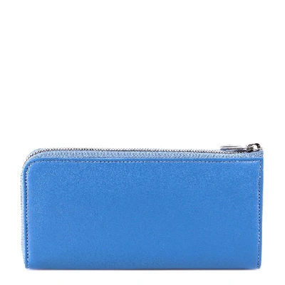 Shop Longchamp Leather Zipped Wallet In Blue