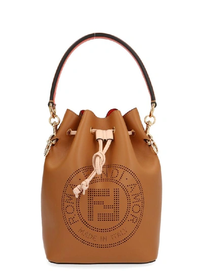 Shop Fendi Mon Tresor Bucket Bag In Brown