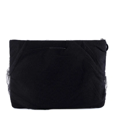 Shop Mm6 Maison Margiela Zipped Logo Clutch Bag In Black
