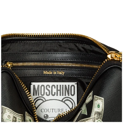 Shop Moschino Teddy Dollar Motif Shoulder Bag In Black