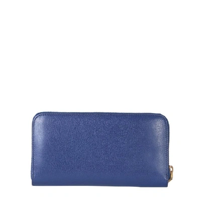 Shop Givenchy Zipped Logo Wallet In Blue