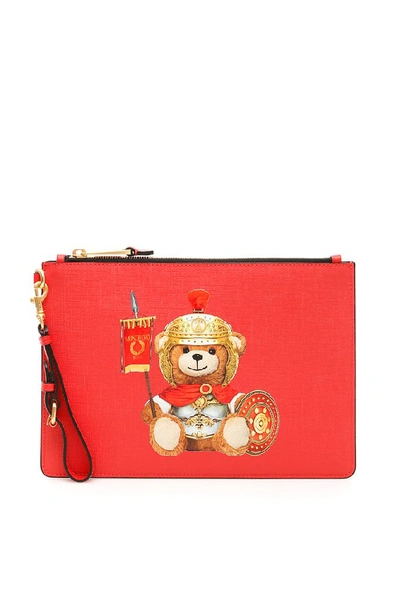 Shop Moschino Teddy Bear Pouch In Red