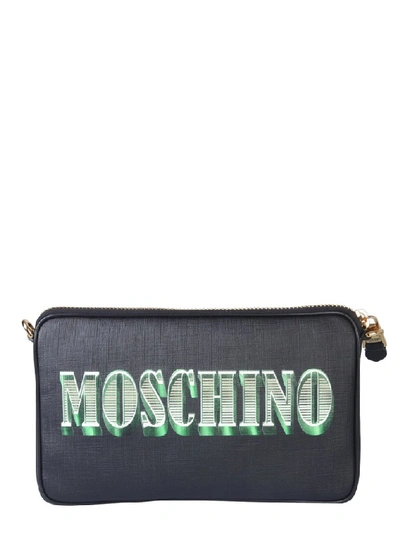 Shop Moschino Teddy Dollar Logo Shoulder Bag In Black