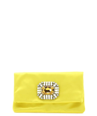 Shop Jimmy Choo Titania Jewel Embellished Clutch Bag In Yellow