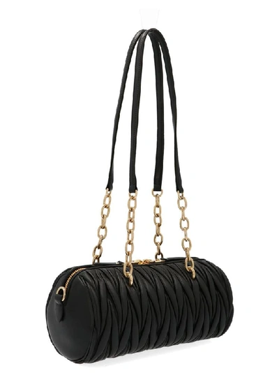 Shop Miu Miu Bauletto Quilted Shoulder Bag In Black