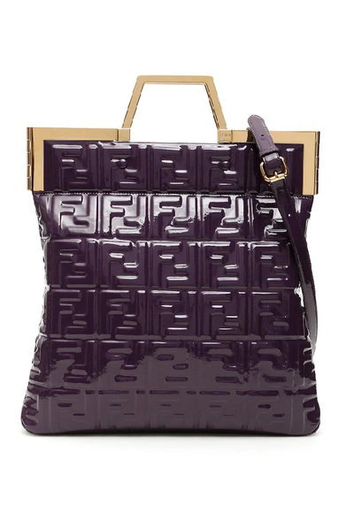 Shop Fendi Ff Logo Shopper Tote Bag In Purple